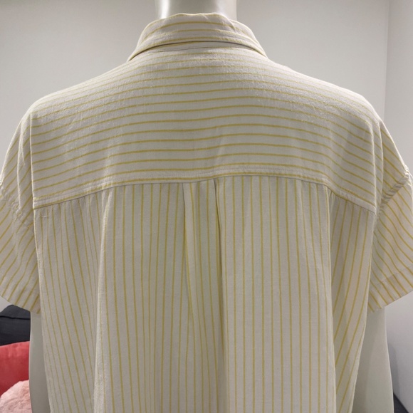 LEVI'S Short Sleeve Shirt Size Medium Yellow Stripes Linen-Blend Button-Down - Picture 10 of 15